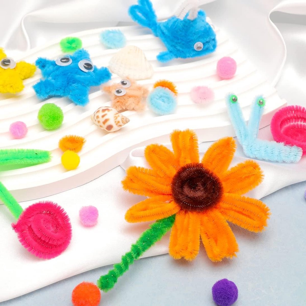 Allerion Gekleurde Pijpenragers – Set van 400 Chenilledraden – 20 Kleuren, 30 cm Lang – Voor Knutselen, DIY, Hobby en Creatieve Projecten – Chenille Draad – Flexibele Pijpenragers voor Kinderen en Volwassenen — afbeelding 5