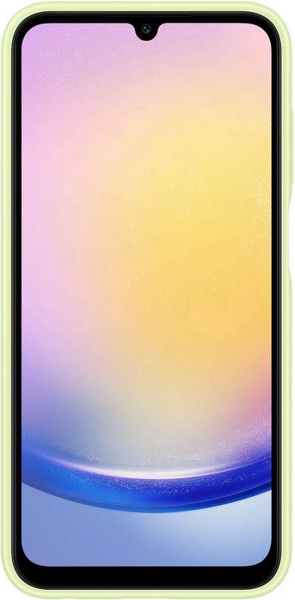 Lichtgroene Samsung telefoonhoes om een telefoon met druppel-notch.