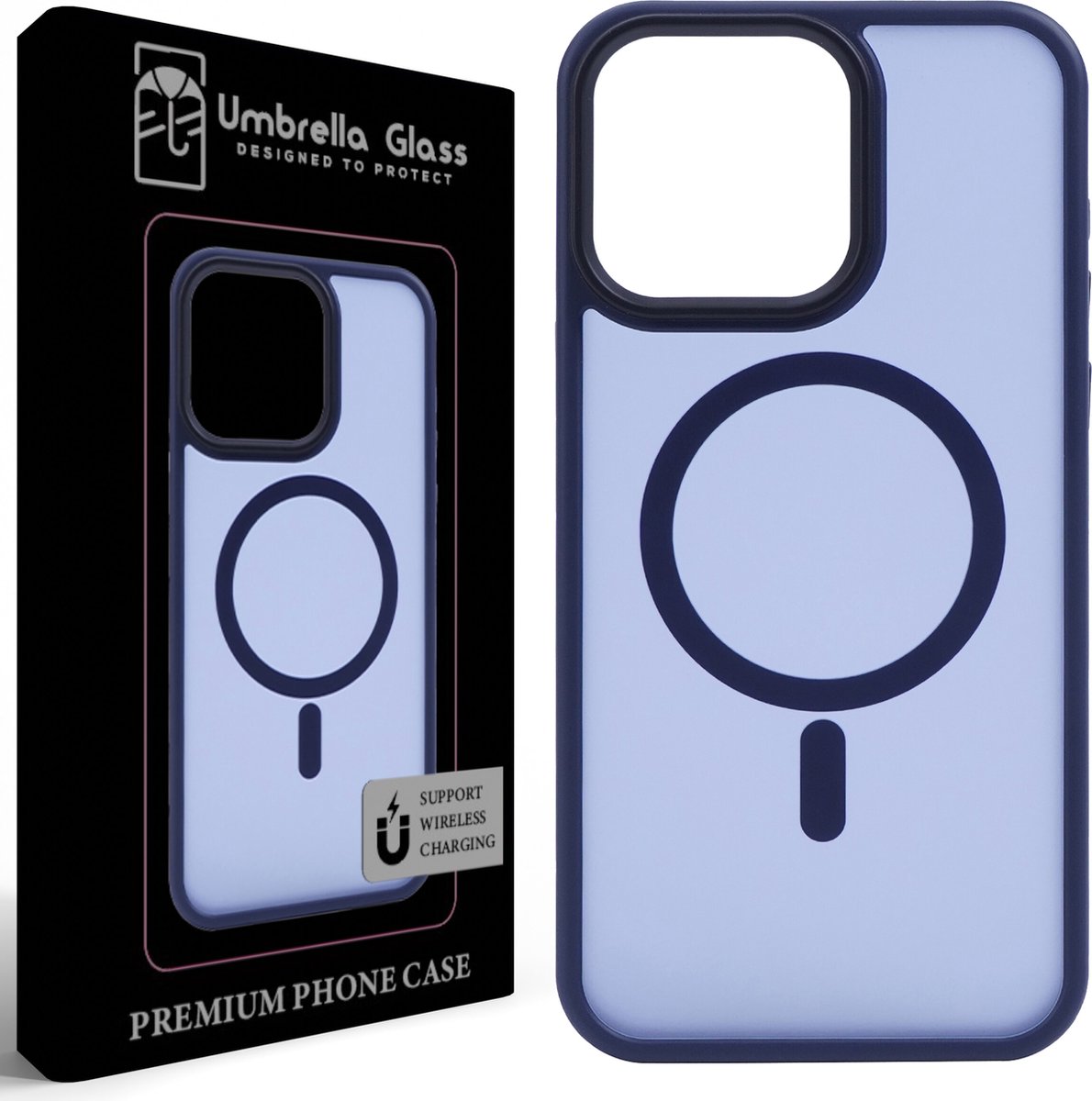 Umbrella Glass - Blue Mysterie Magnetic Shield hoesje - Geschikt voor iPhone 15 Pro