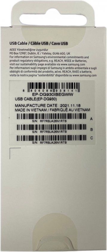 Samsung datakabel - oplaadkabel - USB-C - 1.5m - Zwart