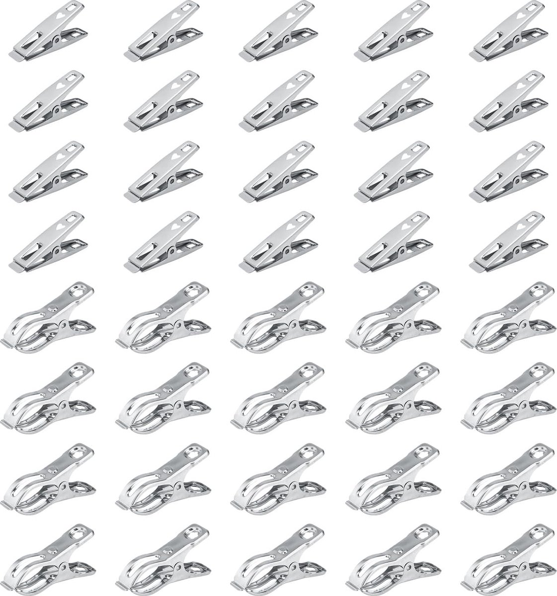 Goedkoopste 40 stuks roestvrijstalen wasknijpers, wasknijpers, klein, hartvormig ontwerp, wasknijpers voor strandlaken, winddichte wasknijpers voor sokken, handdoeken, kleding