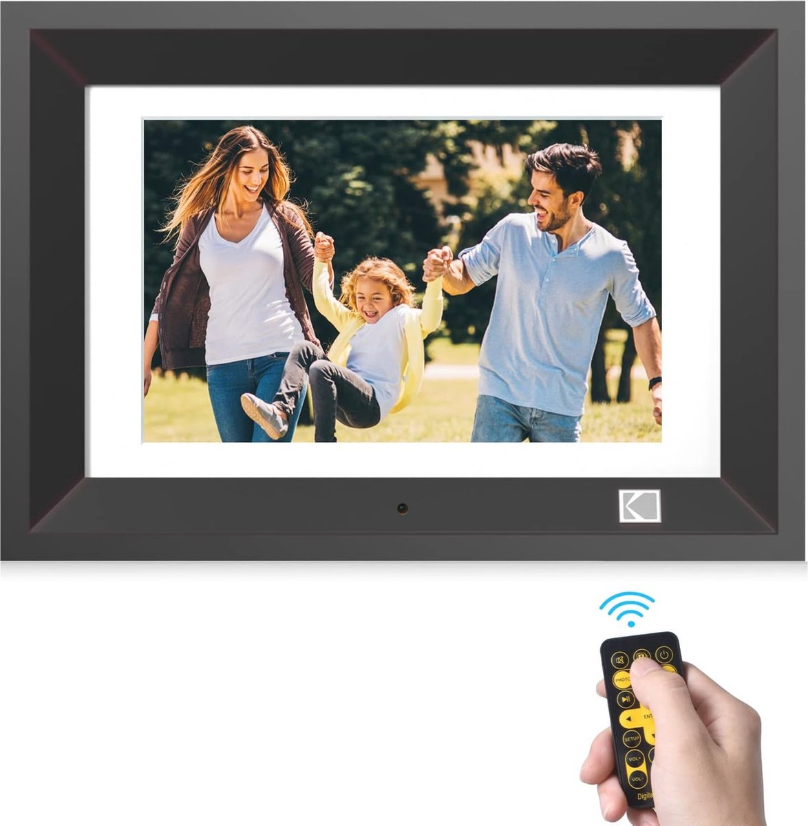 10 inch digitale fotolijst met afstandsbediening - Houten HD-lijst voor foto's en video's, USB en SD-ondersteuning