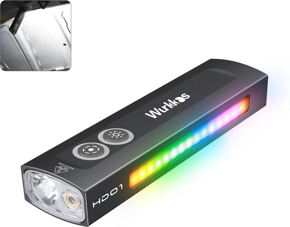 Oplaadbare zaklamp met RGB-zijlicht en 1200 lumen