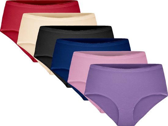Culottes pour femmes - Slips invisibles à taille midi - Paquet de 6 - Couleurs Mix - Taille L/XL