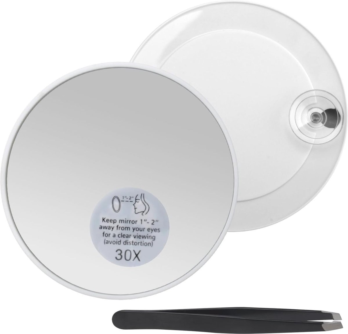 Ronde Vergrotingsspiegel met 30x Vergroting - Ideaal voor Make-up en Gezichtsverzorging, 15 cm
