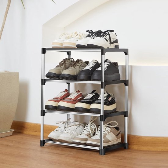 Klein Schoenenrek, Stapelbaar Schoenenrek 3 Lagen, Smal Schoenenrek, Lichtgewicht Schoenenrek Organizer voor Hal, Gang en Kast Klein Schoenenrek, Stapelbaar Schoenenrek 3 Lagen, Smal Schoenenrek, Lichtgewicht Schoenenrek Organizer voor Hal, Gang en Kast
