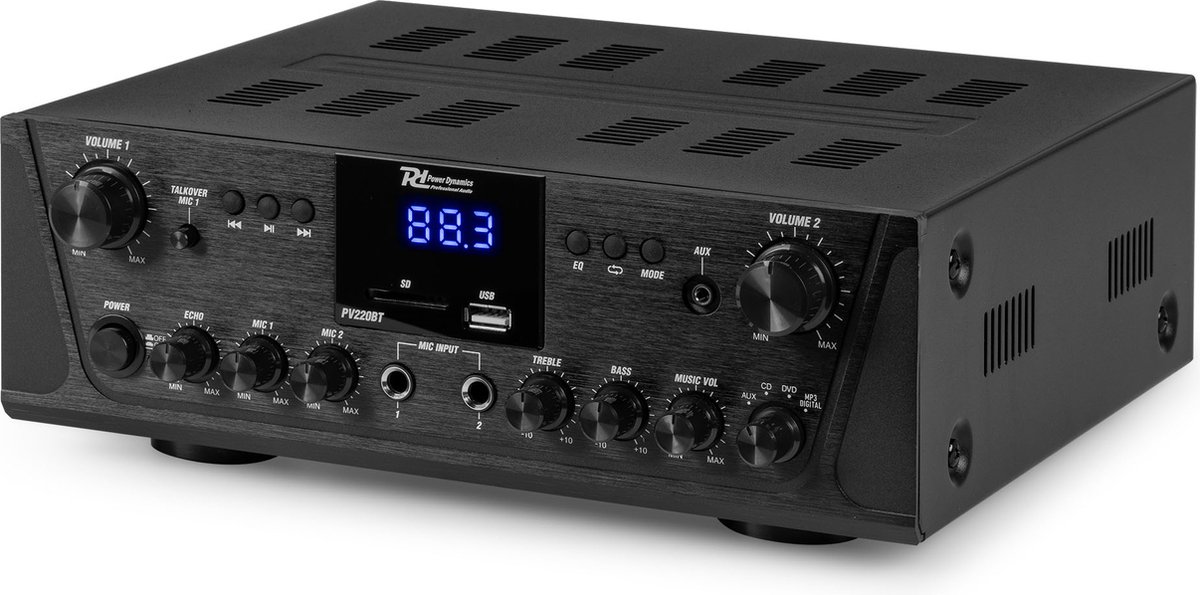 Geluidsinstallatie met Bluetooth - PV220BT 2-zone versterker audio + 2 BGO40 zwarte 4'' speakers thumbnail 5