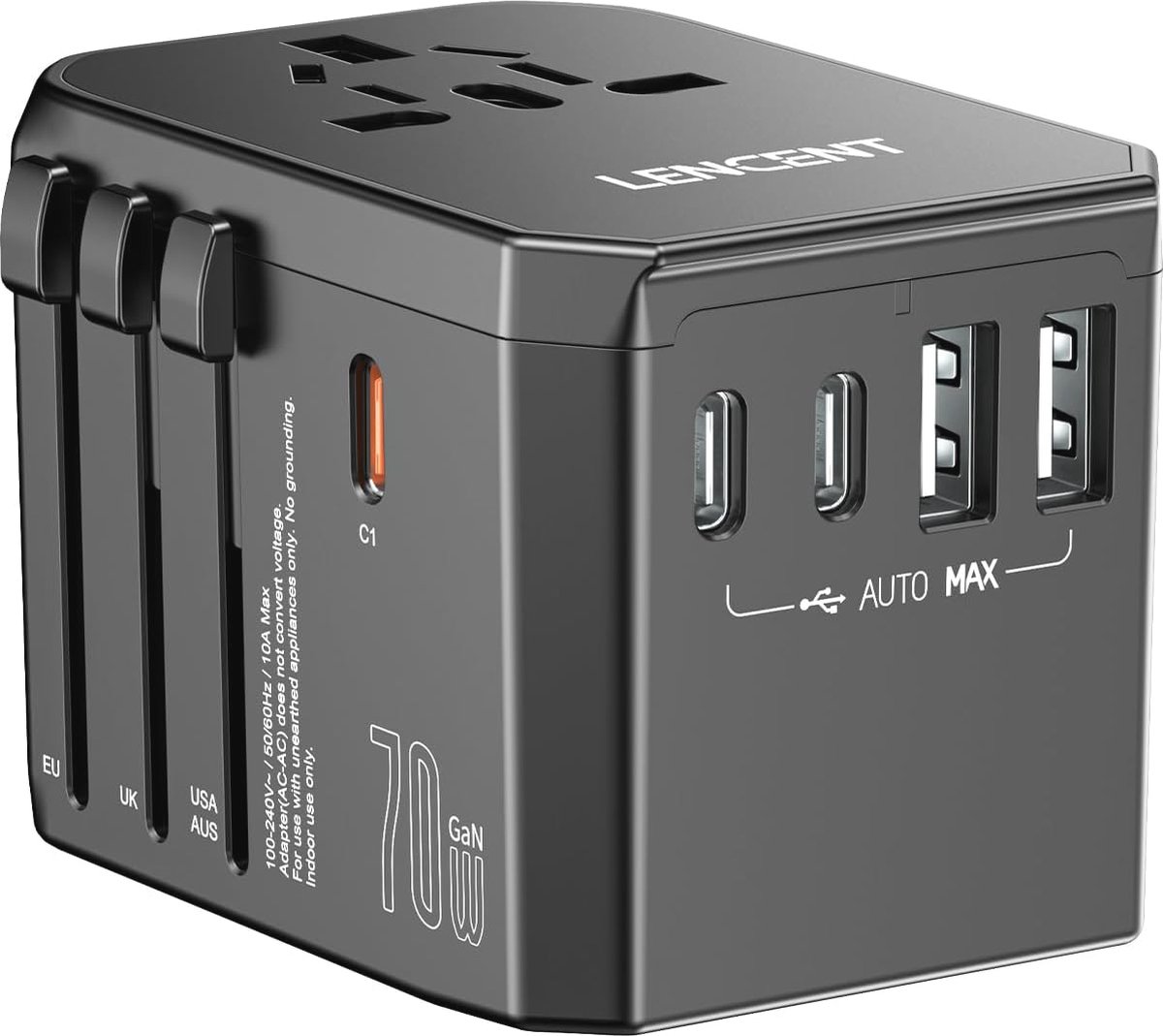 70W Reisadapter Wereldwijd met Snellader en Universele Stekkers voor Telefoons en Laptops