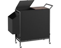 Wasmand met Wielen - 2-Delige Sorteerder voor Kleding, Stevige Constructie en Extra Opslag
