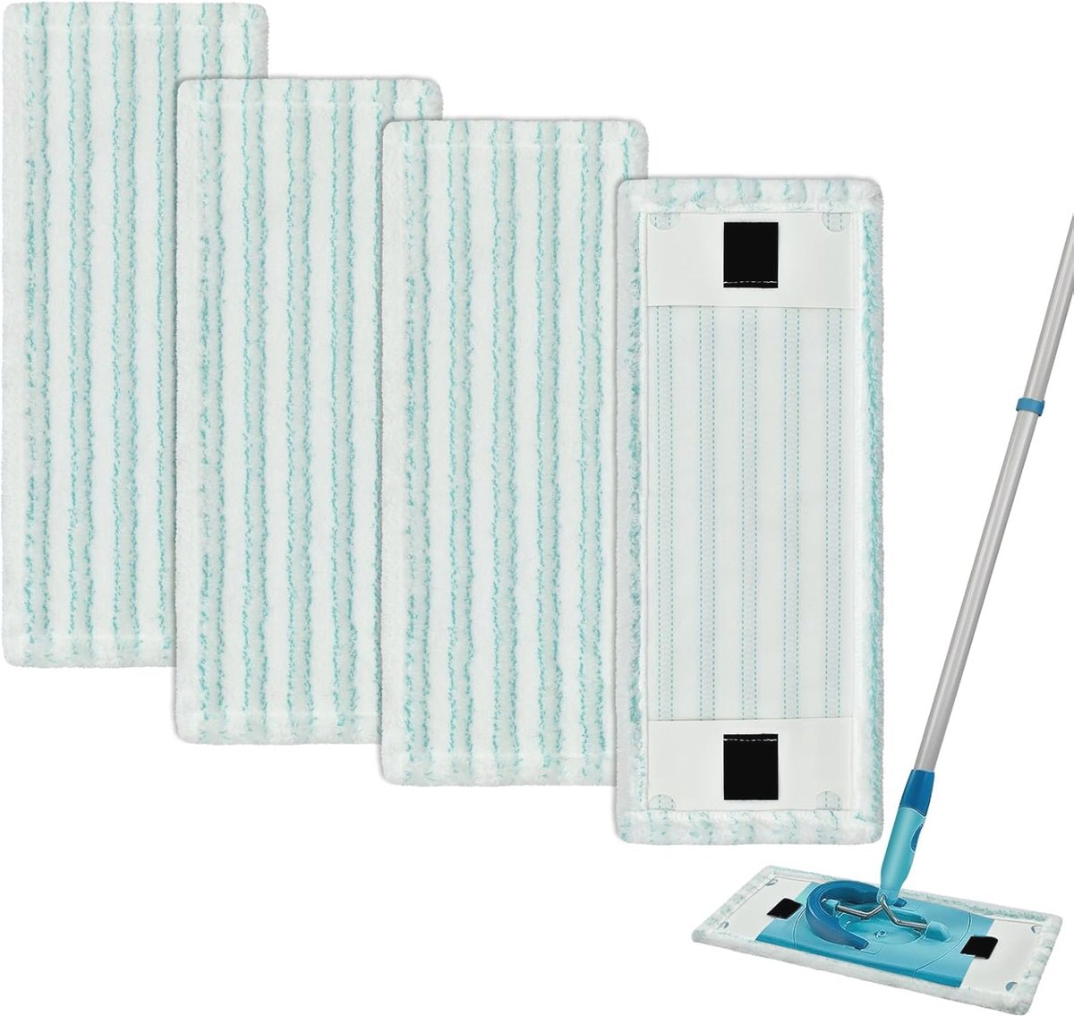 Goedkoopste 4 Microvezel Vloerwissers - Vervangende Dweilhoes voor Platte Moppen - Voor Efficiënte Reinigen van Vloeren