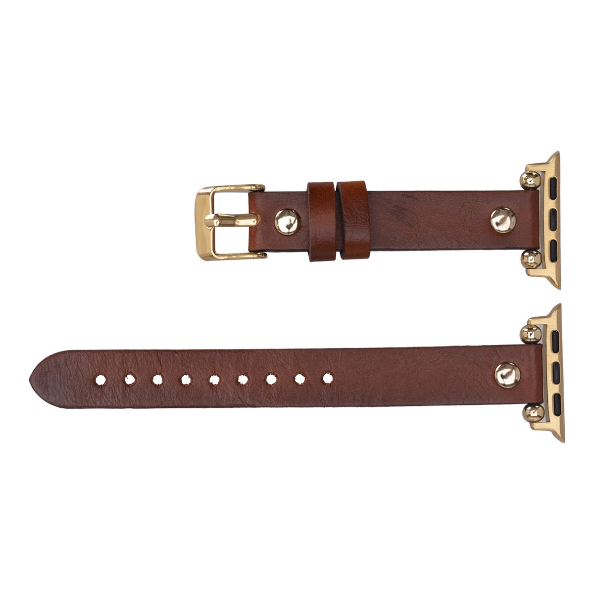 Charmant Style - Horlogebandje- Geschikt voor alle Apple Watch Series 8, Ultra, 7, 6, SE en alle eerdere versies van Apple Watch - Ferro Watch strap- Bruin - 42,43,44,45 mm- Echt Leer