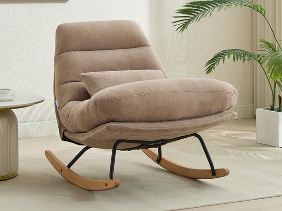 Vente-unique Rocking chair en tissu taupe RELIACO L 82 cm x H 80 cm x P 93 cm