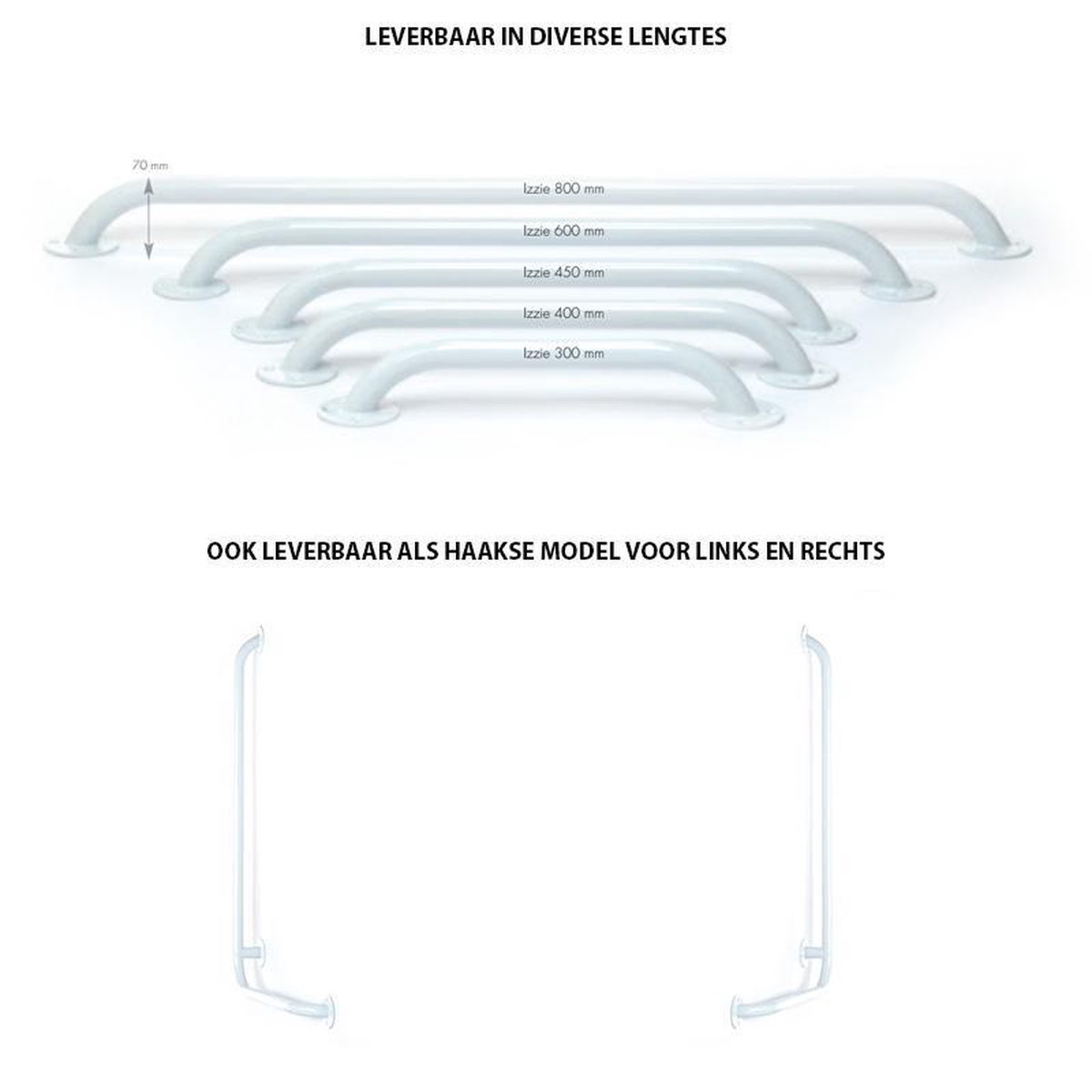 Wandbeugel Izzie 60 cm - Handgreep Douche & Toilet Staal