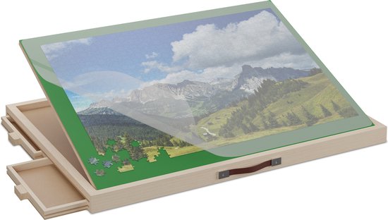 Foto: Puzzeltafel 4 lades opbergsysteem verstelbaar 1000 stukjes puzzelplaat