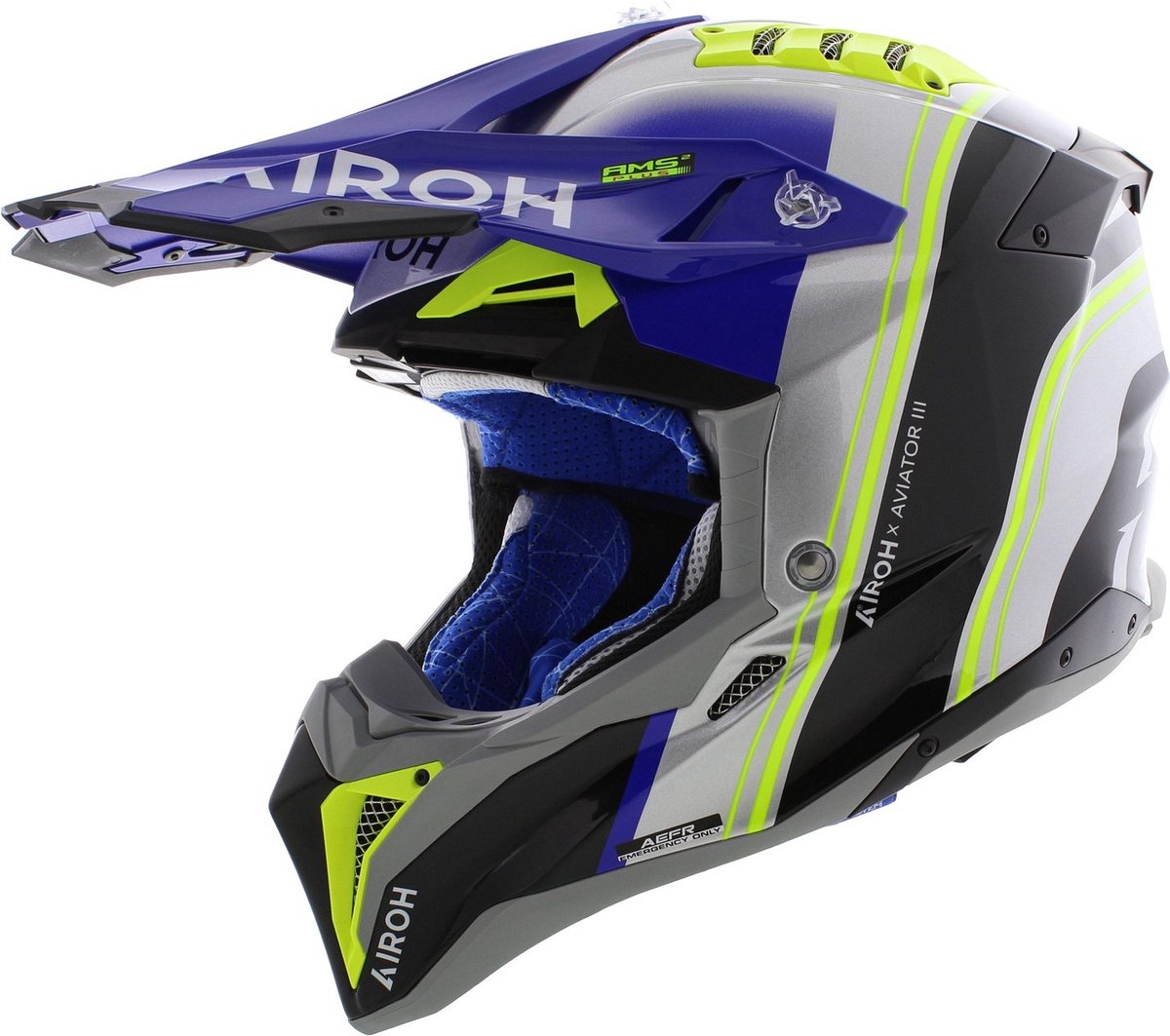 Airoh Helm Aviator 3 AMS² Hima glans blauw grijs zwart