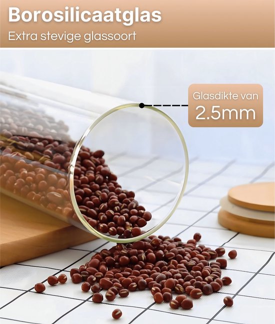 Bocaux de conservation Five Stars® - Set de 4 pièces - 1900 ML - Pots en Verres avec couvercle - Sans BPA - Stylo et Autocollants réinscriptibles gratuits - Pot à bonbons