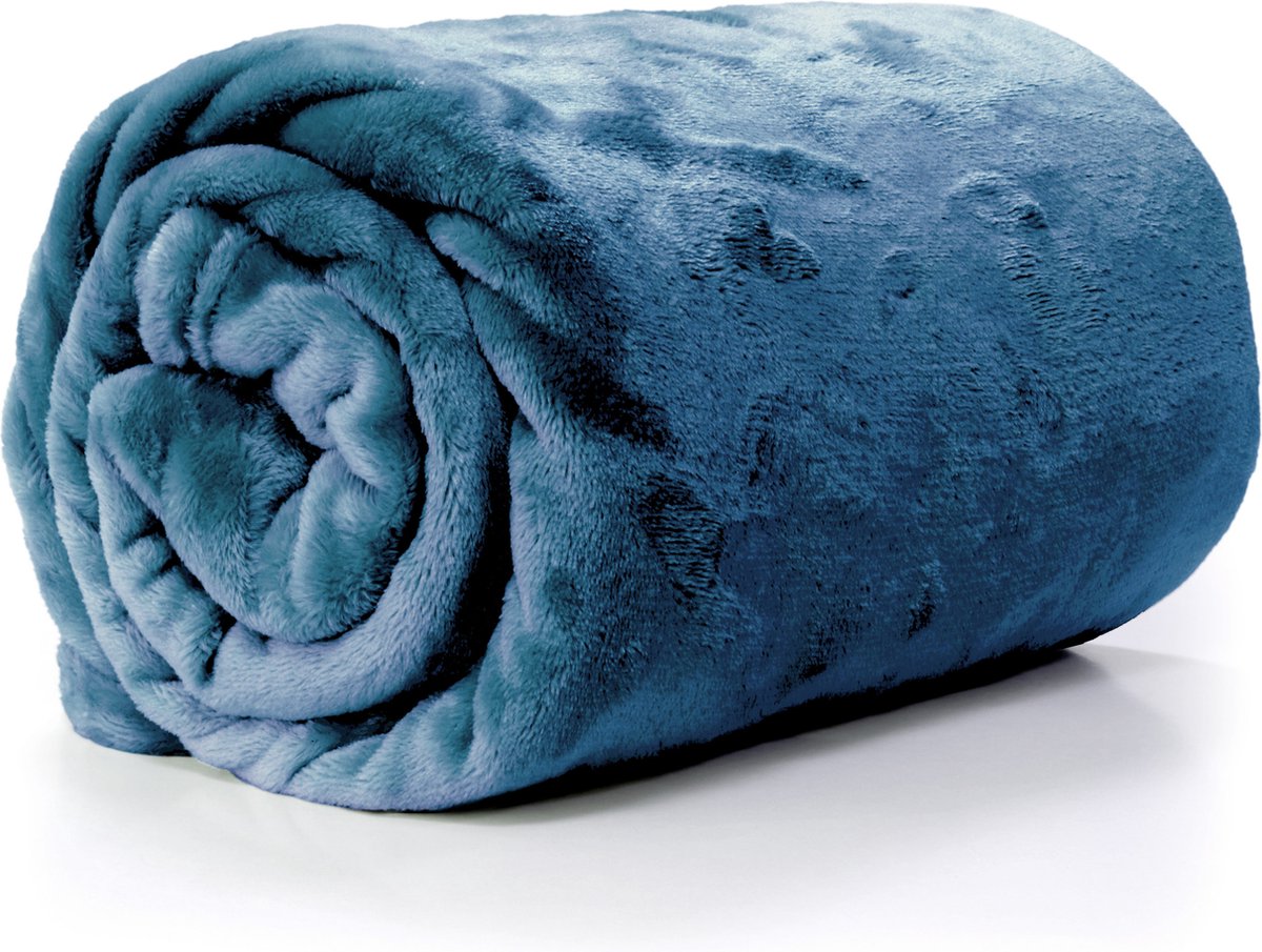 Unique Living Plaid Enzo Jeans Blue -130x180cm Denimblauw