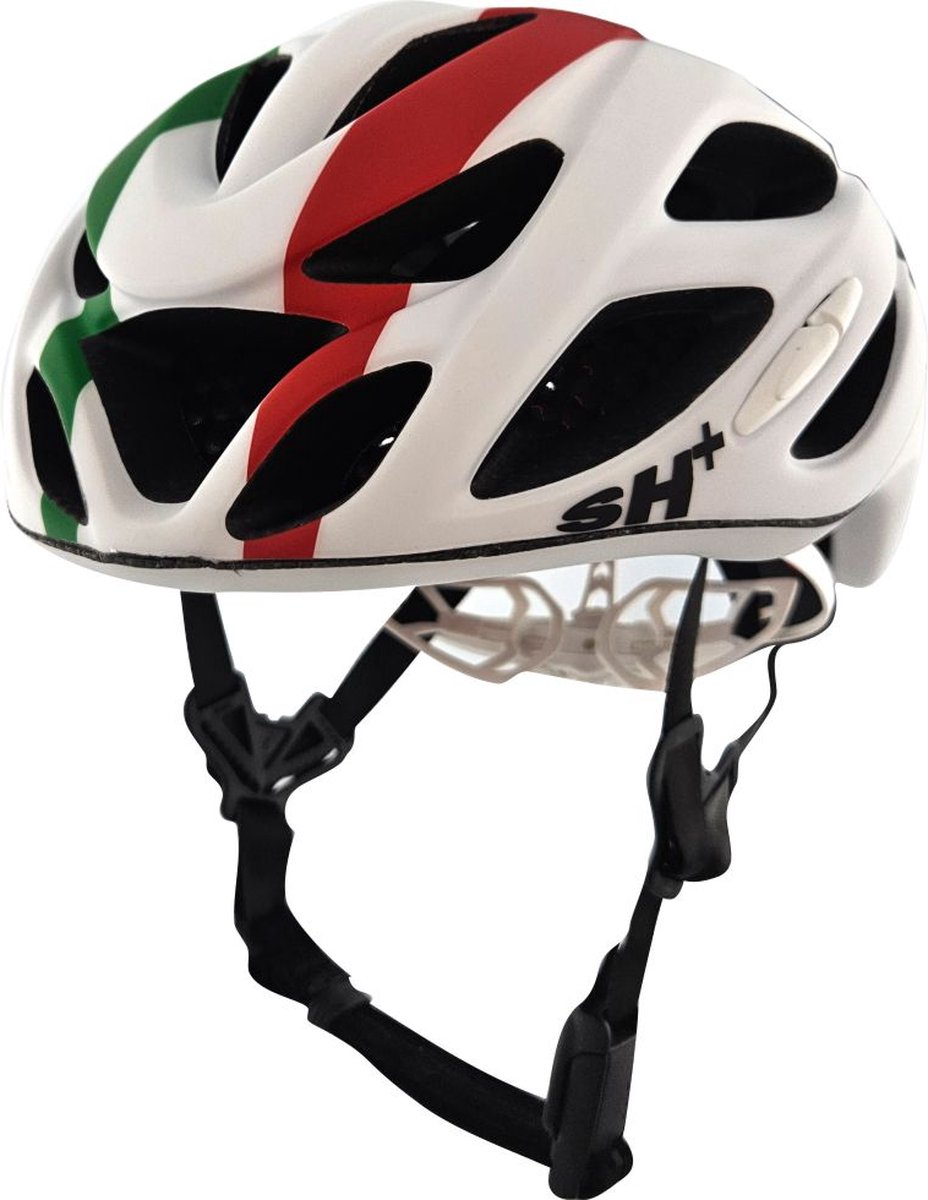 SH+ Fietshelm - SHIROCCO S-TECH - Unisex - Lichtgewicht 260 gram - 21 Ventilatiegaten - Gemaakt in Italië - Voor een hoofdomtrek van 58 tot en met 61 CM - Wit Italiaanse vlag