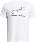 Wit Under Armour shirt met grijs en zwart logo op de borst.
