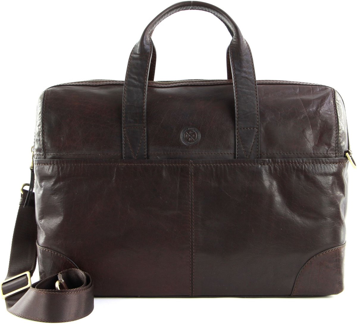 SADDLER Reistas Schoudertas Leo Weekend Bag Dark Brown Bruine