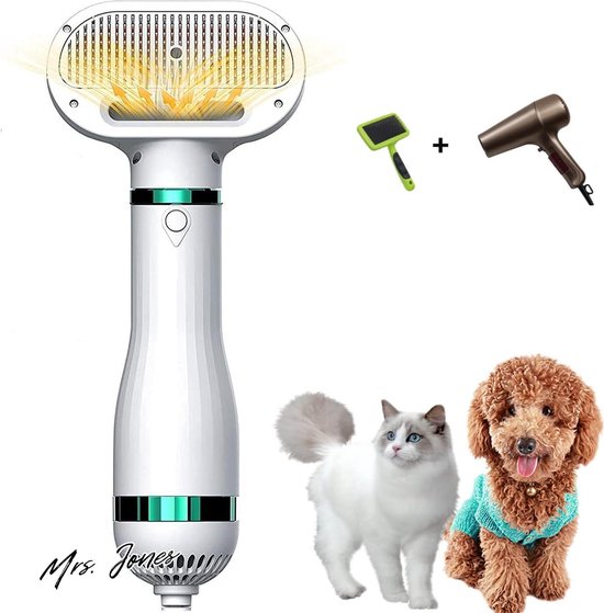 Madame Sèche-poils Animaux domestiques Jones 2-en-1 avec brosse et épilation - Température réglable pour Chiens et Chats .