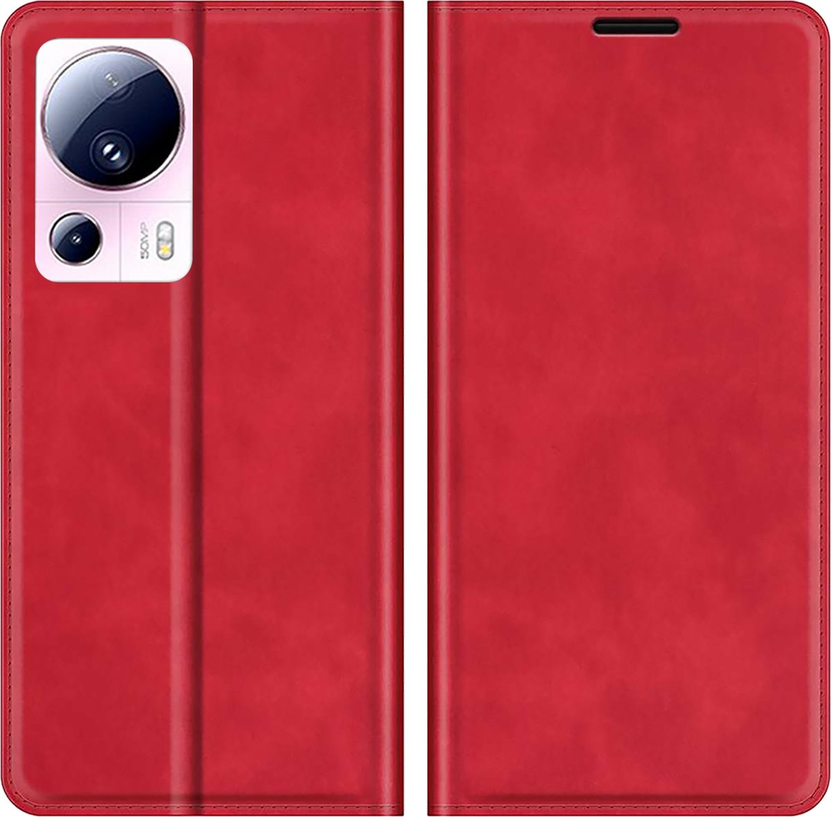 Cazy hoesje geschikt voor Xiaomi 13 Lite - Hoesje met Pasjeshouder - Luxe Book Case - Rood
