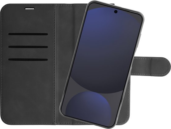 Cazy Bookcase Amovible 2 en 1 adaptée à Samsung Galaxy S24 FE - Coque Arrière Magnétique - Étui avec Porte-Cartes - Zwart