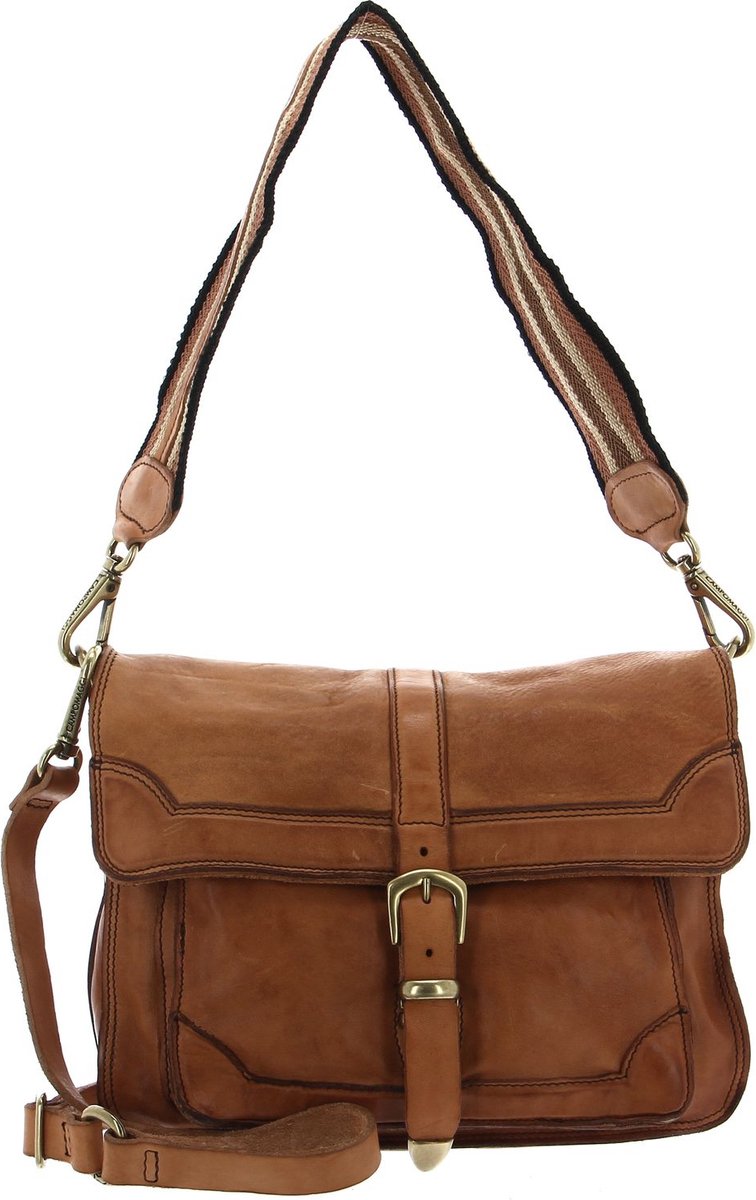 CAMPOMAGGI Leren Schoudertas Crossbody Bag Cammello Bruine