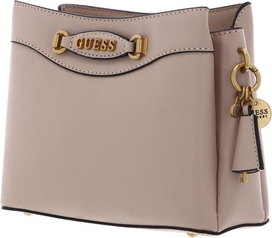 GUESS Sac à épaule bandoulière Emera Girlfriend Xbody Top Zip Light Beige Vieux rose
