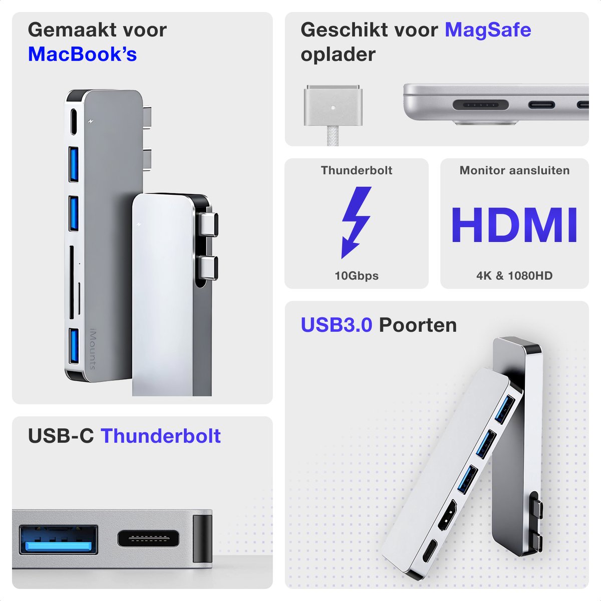 iMounts USB-C hub MacBook Air/Pro - HDMI thumbnail 6