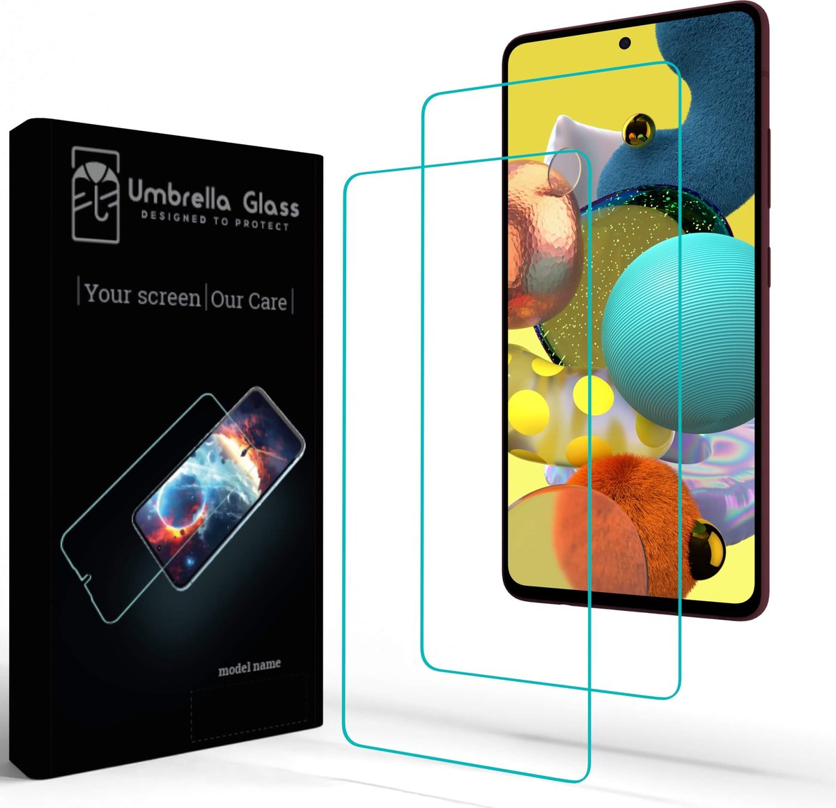 Umbrella Glass Screenprotector - Geschikt voor Samsung Galaxy A51 - A+ Glass clear 0,33mm - 2.5D - 9H