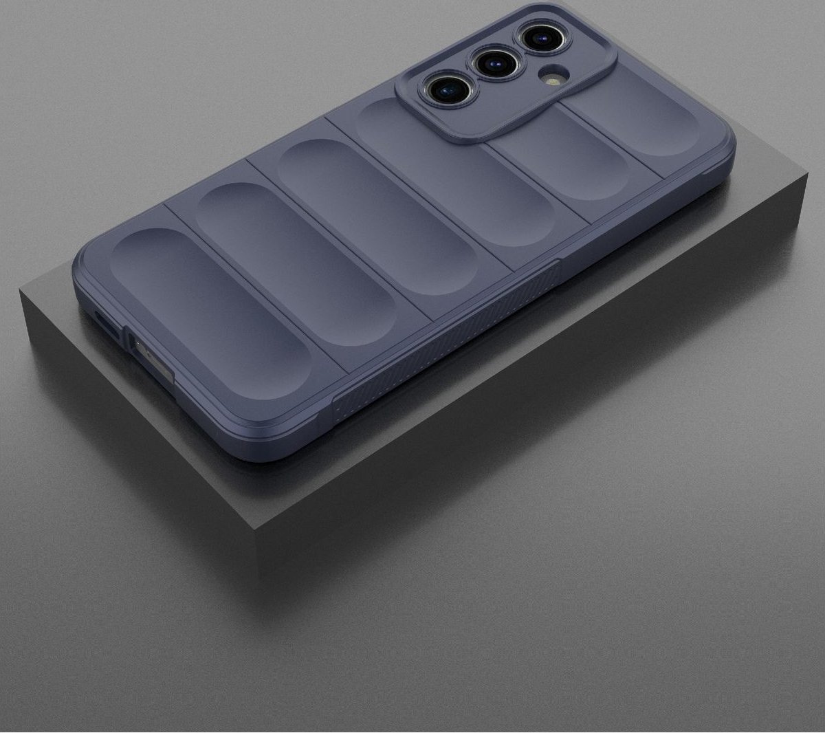 Mobigear Hoesje geschikt voor Samsung Galaxy S24 FE Telefoonhoesje Flexibel TPU | Mobigear Bumpy Backcover | Galaxy S24 FE Case | Back Cover - Donkerblauw
