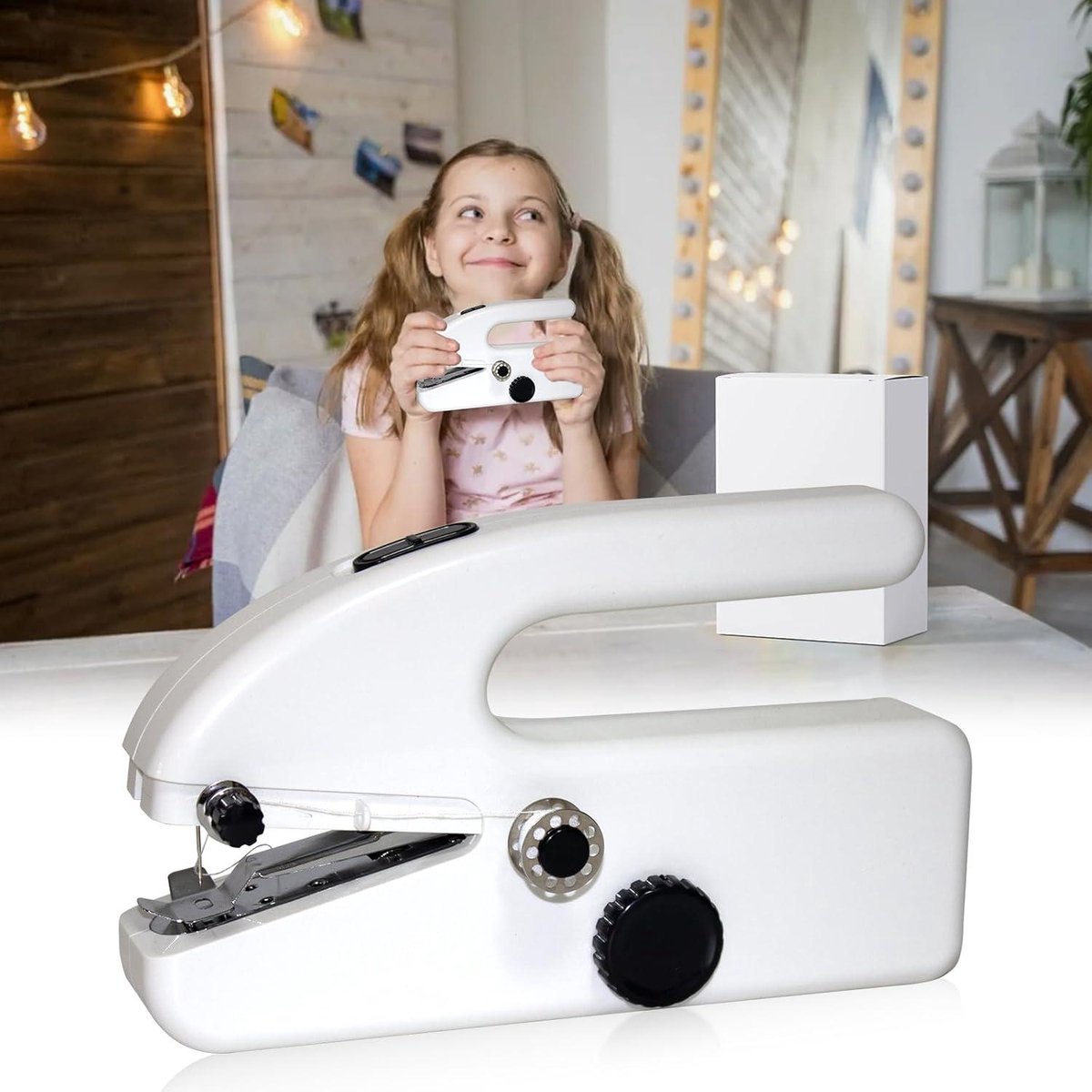 LetCart Elektrische naaimachine, draagbare naaimachine voor beginners met 12 naaiprogramma's, huishoudnaaimachine met dubbele draad, voor kinderen en beginners (roze