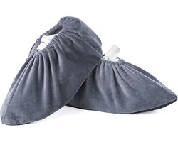 3 paar wasbare overschoenen, herbruikbare antislip overschoenen, superzachte verdikte overschoenen, antislip en slijtvaste binnenvoethoezen voor thuis, computerruimte en dagelijks gebruik (Volwassenen, 36-42) - Volwassen grijs - 31cm