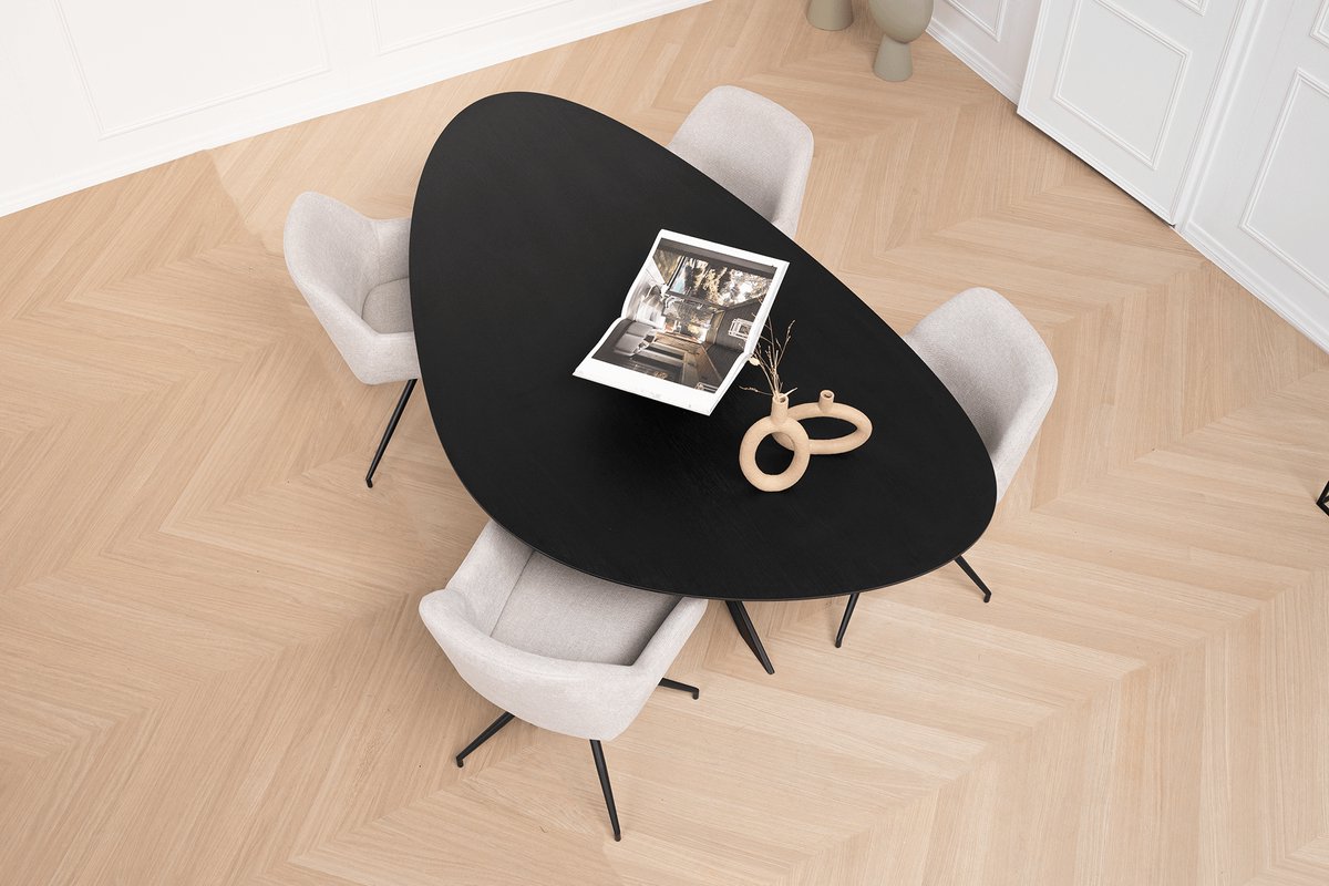 Melamine eettafel – Chicago Beton donkergrijs - Deens Ovaal - beton tafel 160 x 80 cm