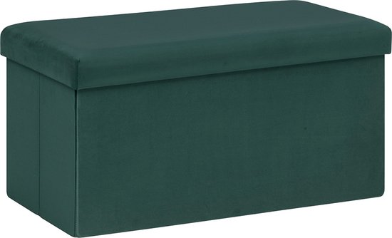 Velvet Poef + Opbergbox Alizee Donker Groen