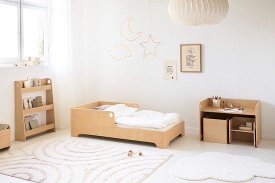 Petite Amélie Houten Boekenrek kind - Kinderboekenkast met Drie Schappen - Montessori boekenkast voor kinderkamer - Naturel