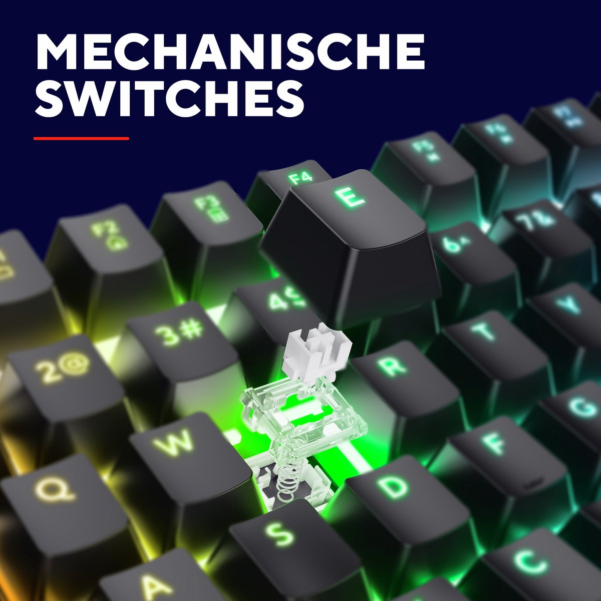 Trust GXT 871 Zora - Gaming Toetsenbord - Mechanisch met Lineaire Huano Switches - Full-size - RGB - Bedraad - QWERTY US - Zwart thumbnail 3