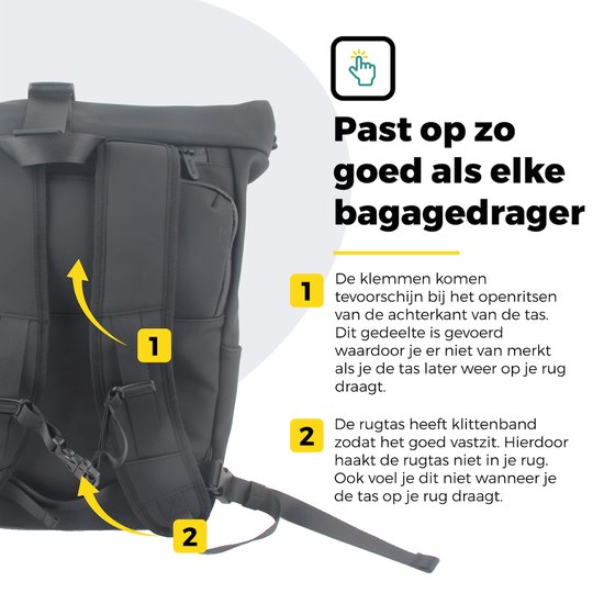 Voltano Luxe E-bike Rolltop Fietstas / Rugtas 28L - Zwart - Enkele Pakaftas - 100% Waterdicht - Gratis Schouderband - Groot Laptop Vak van Voltano — afbeelding 4