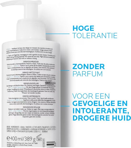 La Roche-Posay Toleriane Reinigingslotion - Gezicht en ogen - 400ml