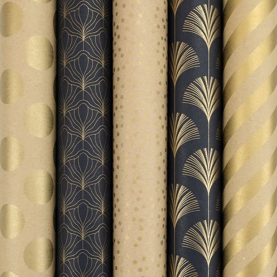 BERLIN cadeaupapier - kerstcadeaupapier kerstpapier inpakpapier - 2 meter x 70 cm - 5 rollen