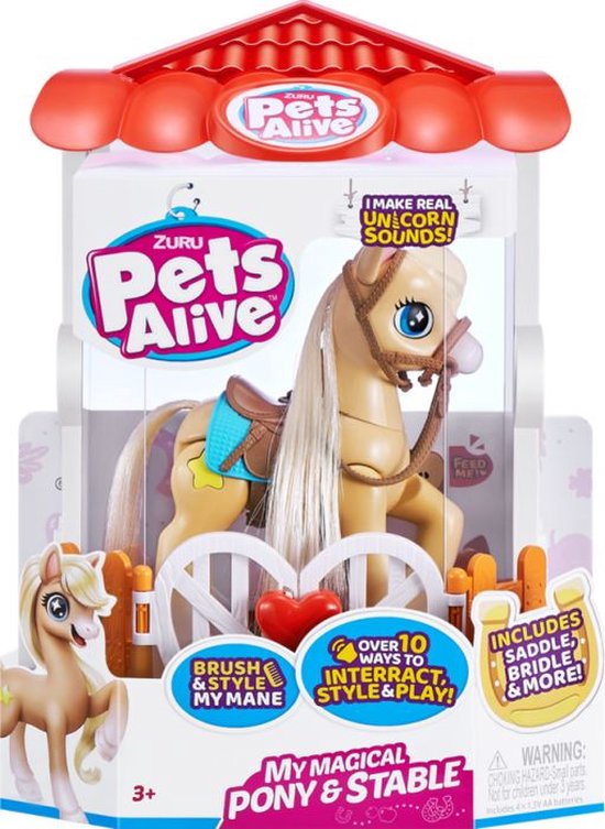 Pets Alive – Mon Poney Magique Et Son écurie – 13 Interactions – Brossage, Nourriture, Sons Réels – Dès 3 Ans