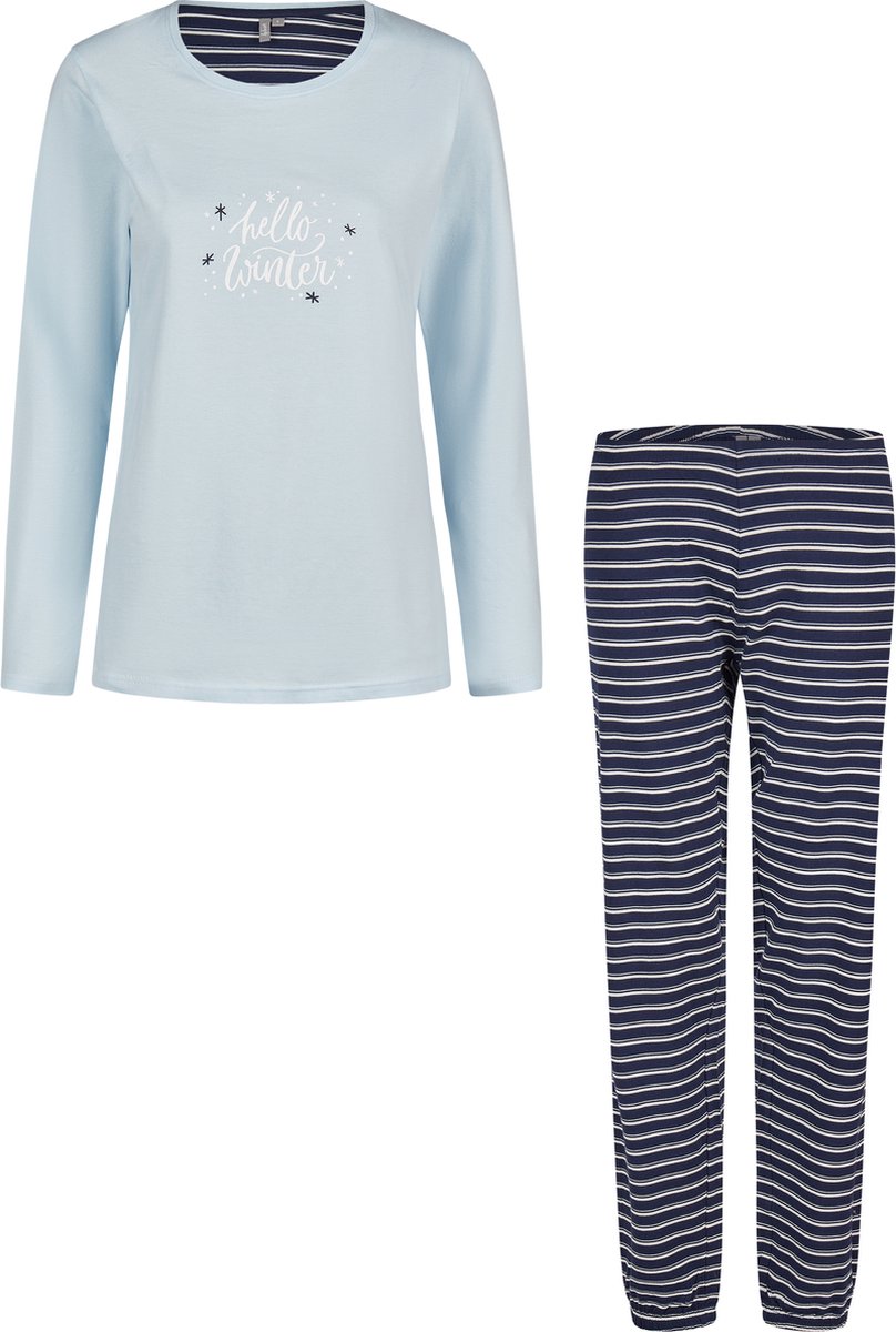 By Louise Dames Pyjama Set Lang Katoen Lichtblauw