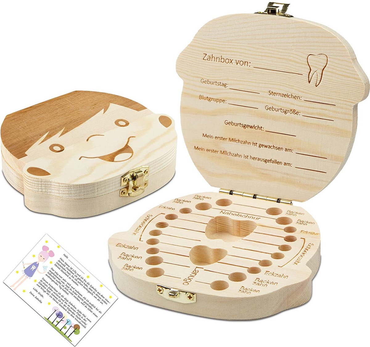 Goedkoopste Little Moonshine Tooth Box for Milk Teeth Including Letter of the Tooth Fairy and 5 Stories as eBook â€“ Wooden Tooth Box for Girls and Boys â€“ Milk Tooth Box as a Birthday or Christening Gift