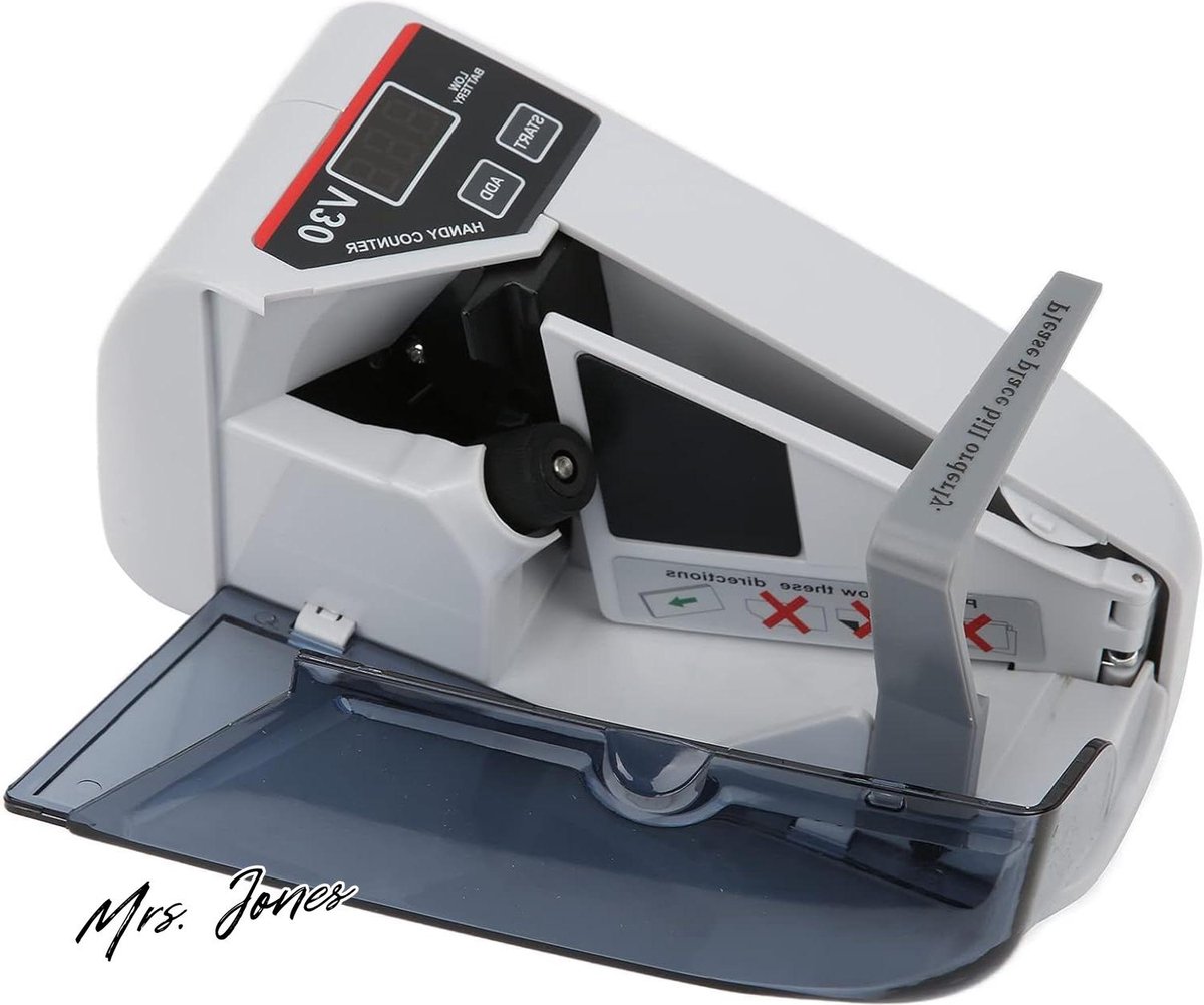 Mrs. Jones Geldteller 73 X 28 X 4 Inch Mini Draagbare Handige Geldteller Telling 600 Bankbiljetten Min Uur Voor Mobiele Telefoonbankbiljettenteller Met Meerdere Valutas Eu Stekker Met Accubedienin 2