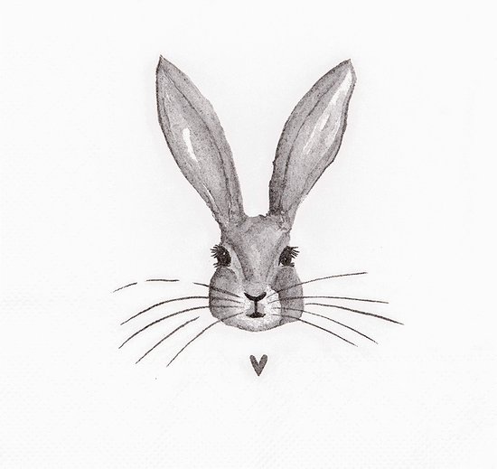 Clayre & Eef Serviettes Papier set de 20 33x33 cm Blanc Papier Lapin