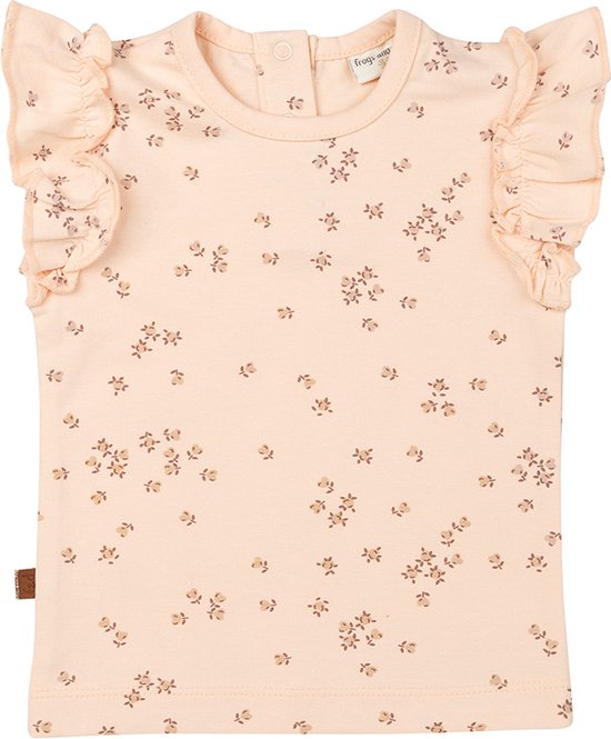 Frogs and Dogs - T-shirt à volants et cœurs fleuris | Cornouiller pâle - Katoen - Taille 50/56