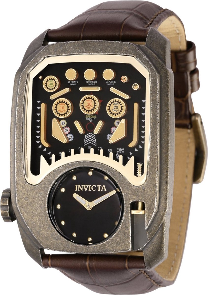 Invicta Cuadro 35454 Heren Horloge - Waterdicht - Analoog - Quartz Uurwerk - Roestvrij Staal met zwarte Wijzerplaat - 41mm