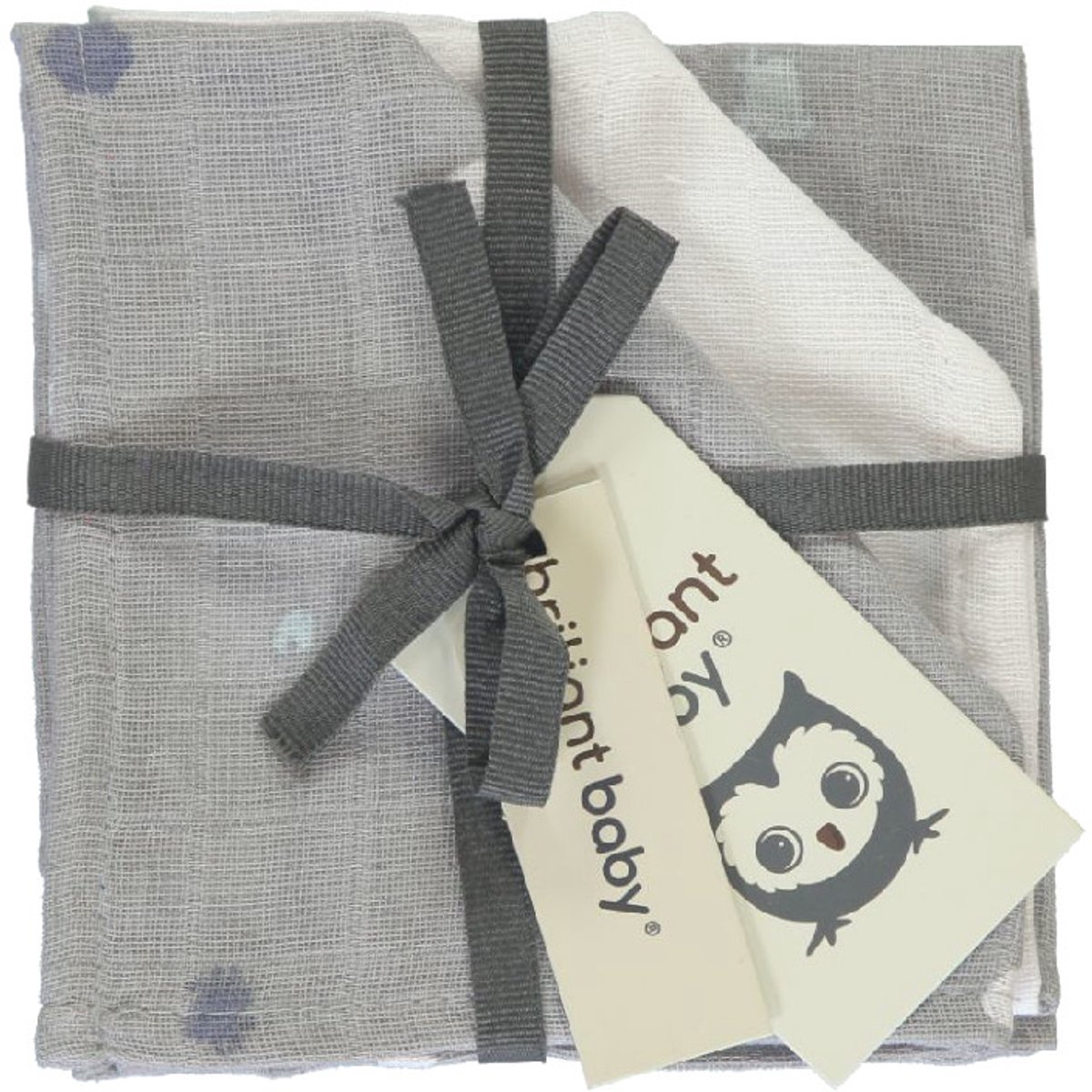 Briljant Baby Monddoekje Hydrofiel 30 x 30 - Sunny - Grijs - 3 Stuks