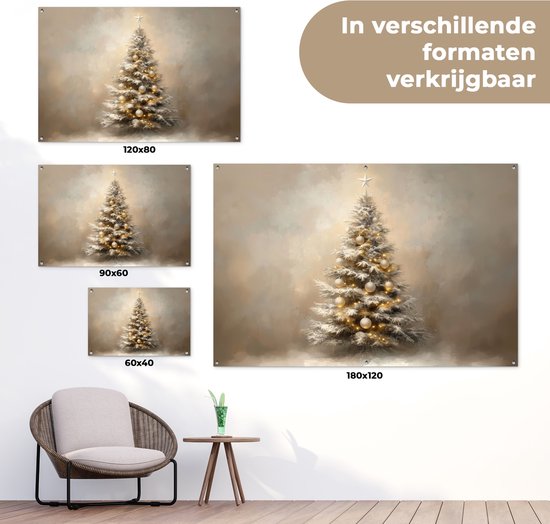 Affiche de jardin 120x80 cm - Décoration de jardin Noël - Sapin de Noël - Neige - Art - Affiche pour le jardin - Décoration extérieure - Tableau de jardin clôture - Décoration murale sur toile de jardin - Décoration murale sur toile de balcon